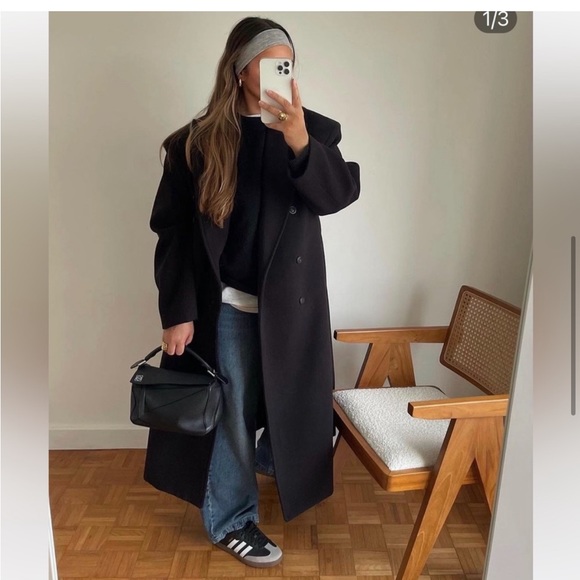 Zara wool blend double breasted coat - Picture 3 of 16